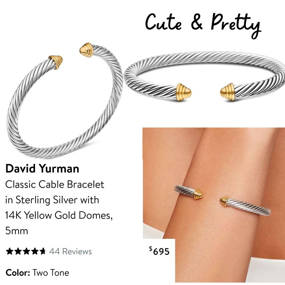 David Yurman Silver and Gold 14k Cuff Bracelet.#99
